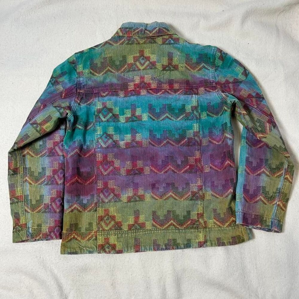 Chicos Denim Jacket Size 1‎ (women's 8-10) Embroidered Jean  Multi Colored - Picture 3 of 4